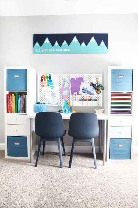 Organized Art Station in a Playroom