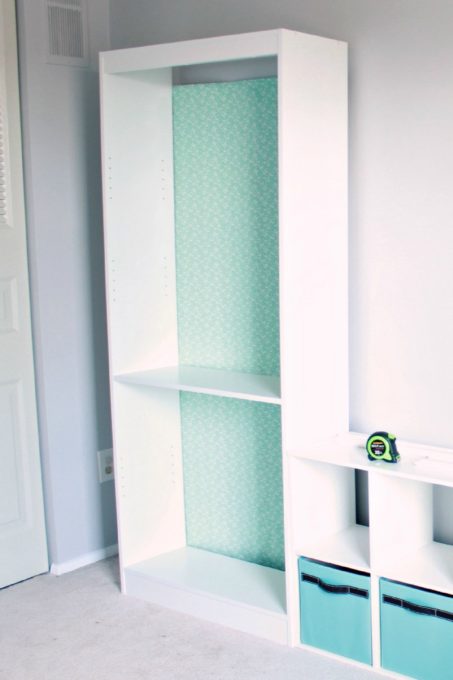 Bookshelf with Wrapping Paper Backing