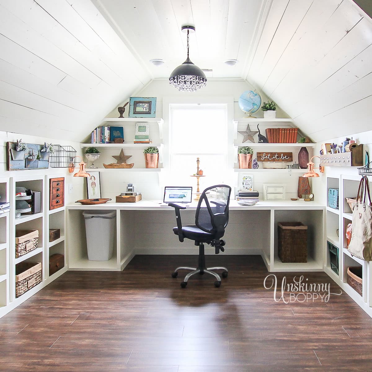 Organized Craft Room in a Renovated Attic Space