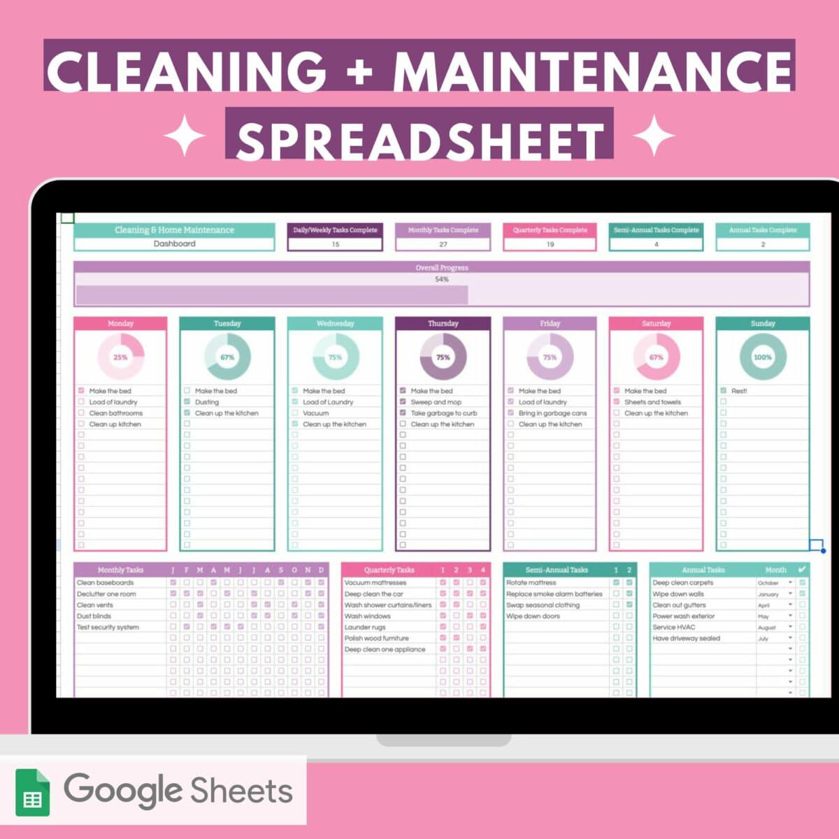 Cleaning and Home Maintenance Spreadsheet from abbyorganizes.com