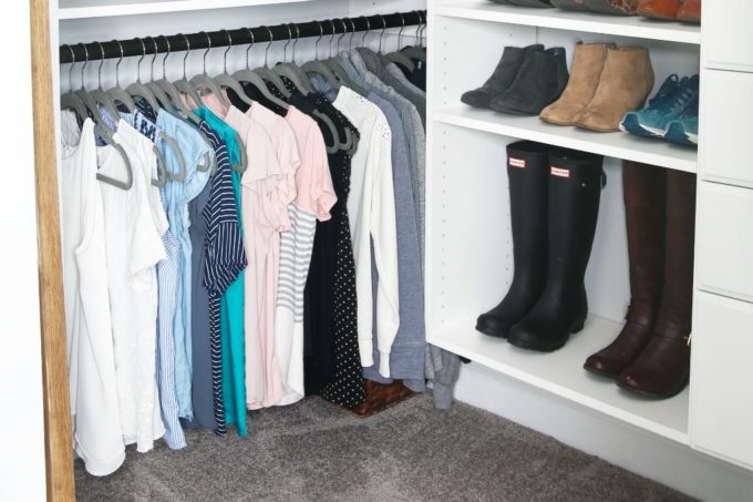 Donate bin in organized closet