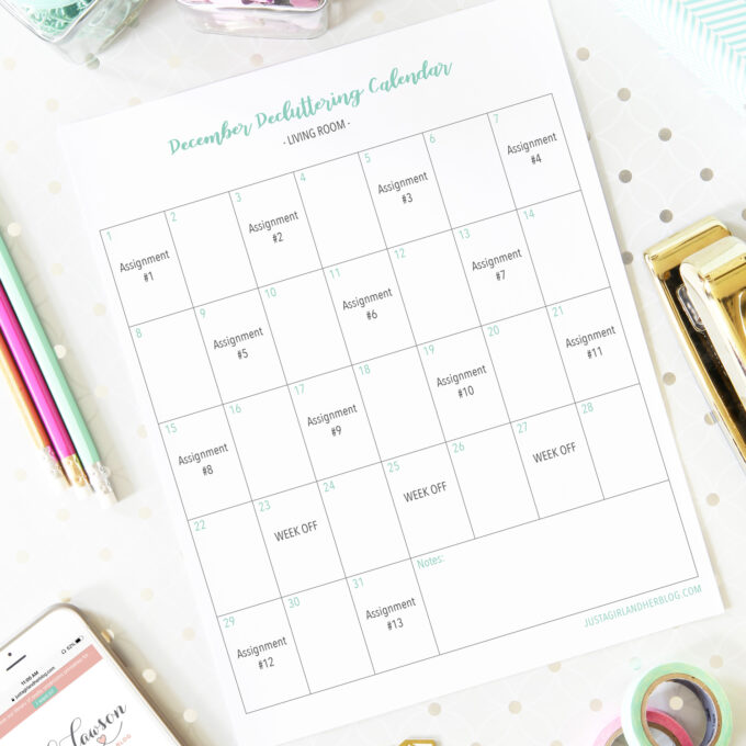 Decluttering Calendar Printable