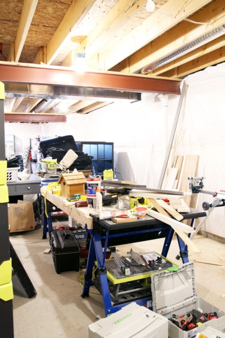 Messy Basement Workshop Before Photo