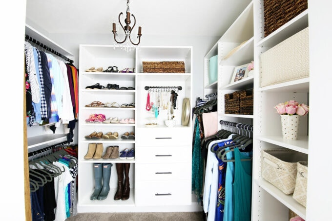 walk-in closet with an organized closet system