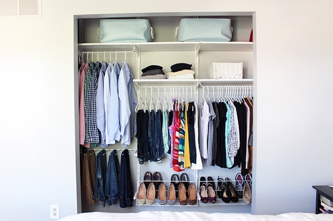 after the closet has been organized