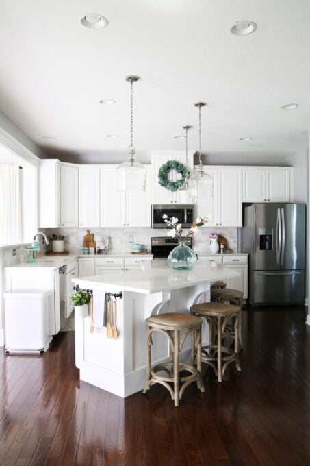 organized white kitchen with lots of smart storage ideas