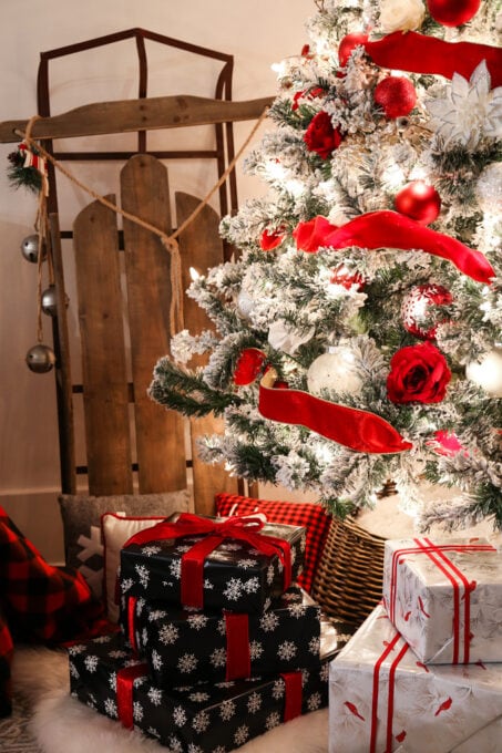 Classic Christmas Tree Details at Night