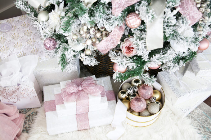 Wrapped Gifts Under the Tree for a Pink Christmas