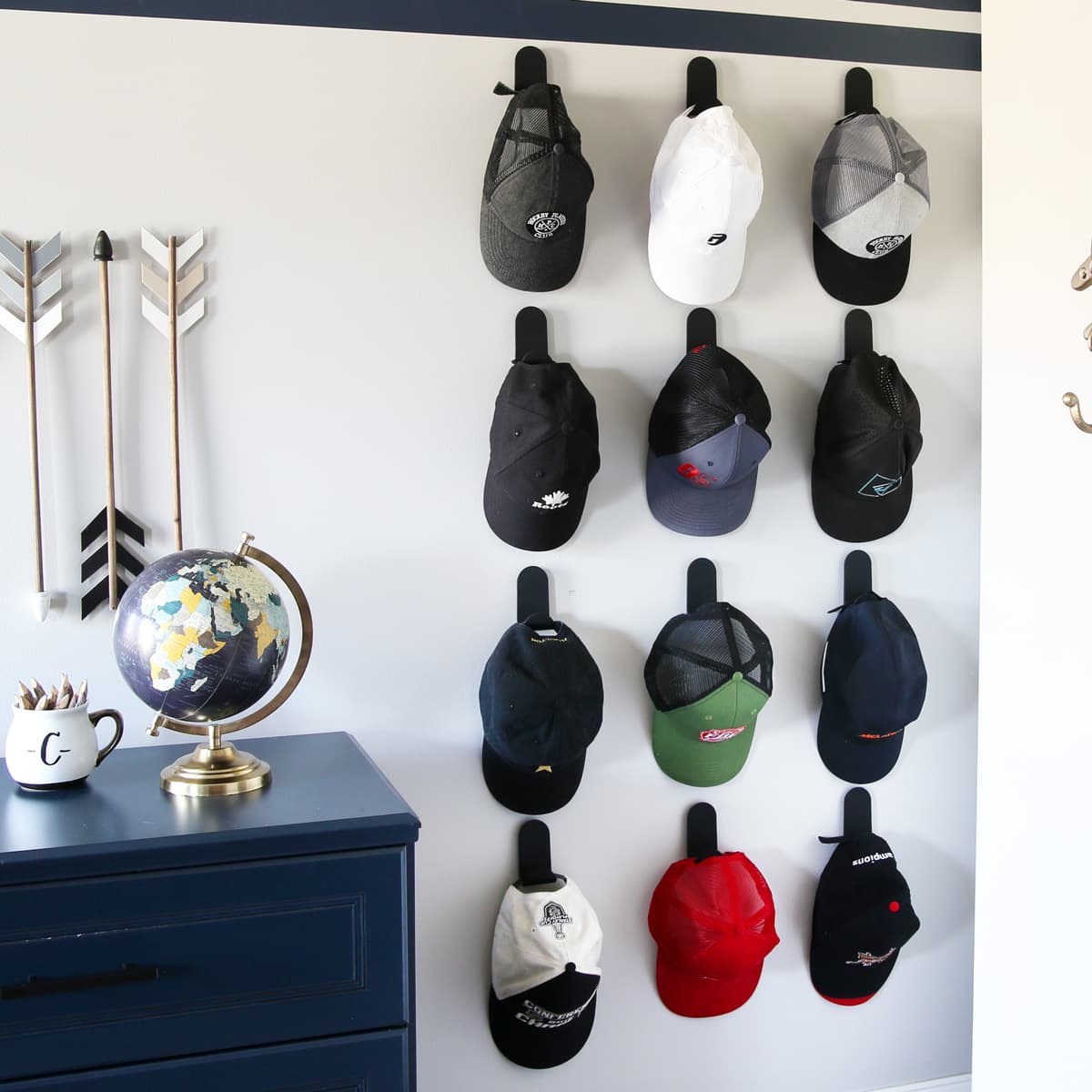 Organized hat wall