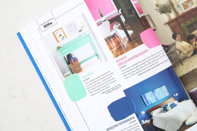 Aqua paint colors can be tough to sort through to find the perfect blend of blue and green for your space, so I'm sharing my 10 favorite aqua paint colors that will make any room feel soothing and serene! | #aqua #aquapaintcolors #aquapaint #mintpaint #mintpaintcolors #paintcolors #bestpaintcolors , Dresser Painted Behr Marquee Aquifer in HGTV Magazine