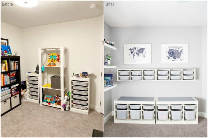 Organized LEGO Station Before and After