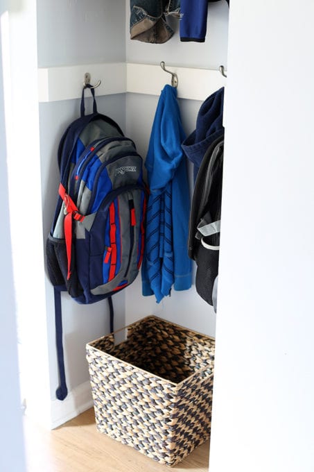 Mini Mudroom for Organizing Coats and Bookbags