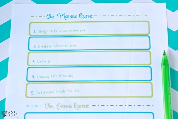 Getting Organized for Summer: Routines at JustAGirlandHerBlog.com