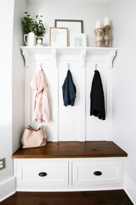 Mudroom Built-ins with Jackets on Hooks