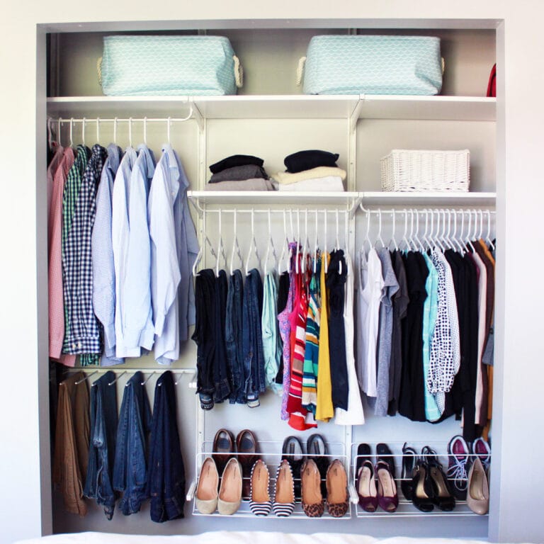 Small Closet Organized with IKEA BOAXEL System