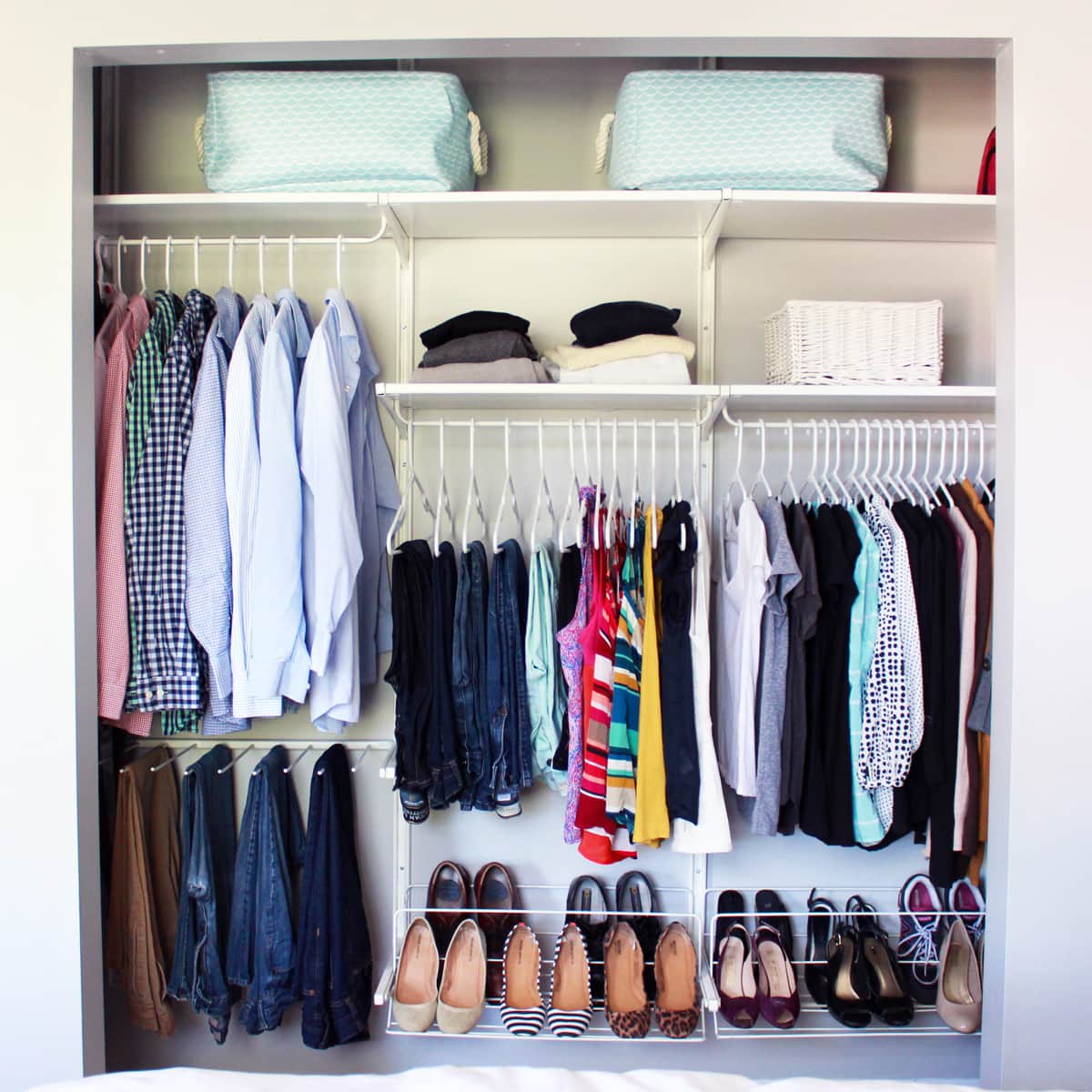 Small Closet Organized with IKEA BOAXEL System