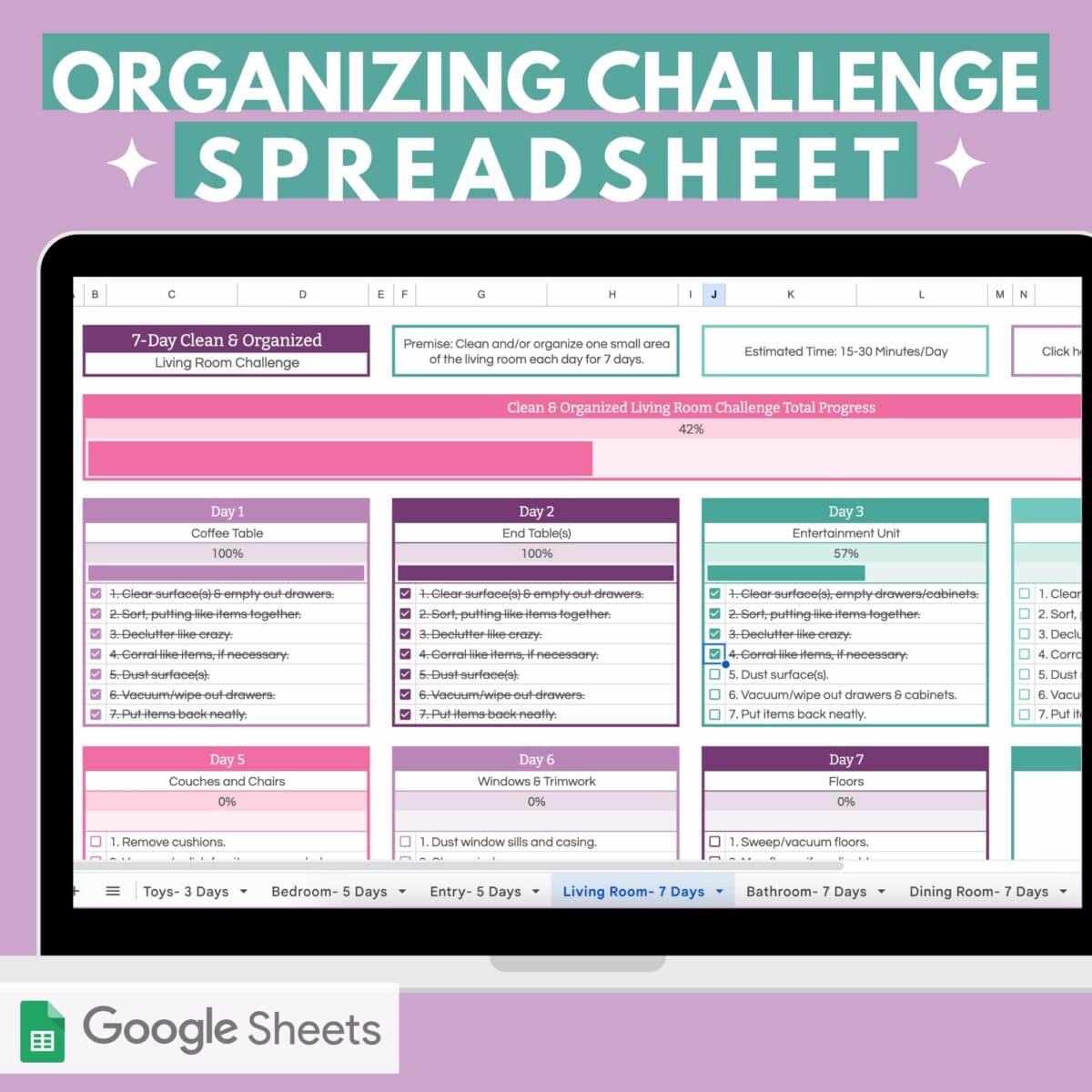 Organizing Challenge Spreadsheet | abbyorganizes.com