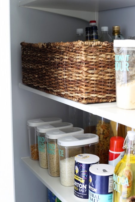 Side view showing how far back in the pantry the shelves go