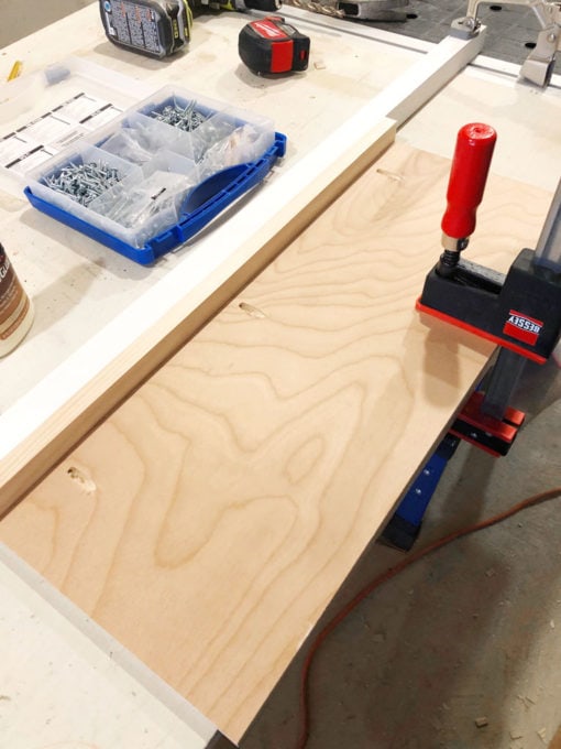 Shelf Clamped to Work Bench