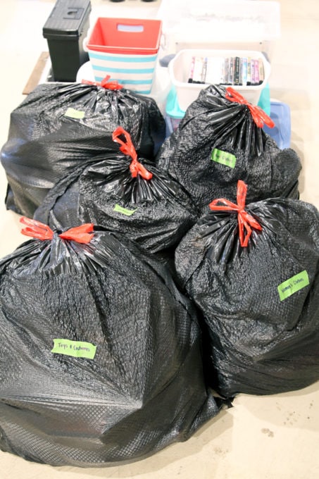 Bags of items to Donate After Decluttering
