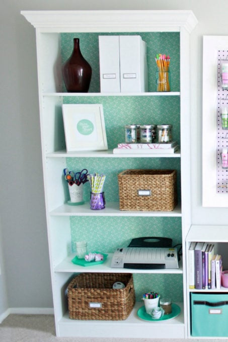 Bookshelf with Office Items