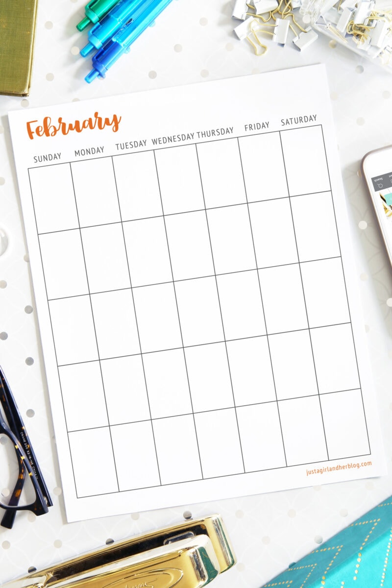 Free Printable Undated Calendar, Portrait Orientation, Sunday Start